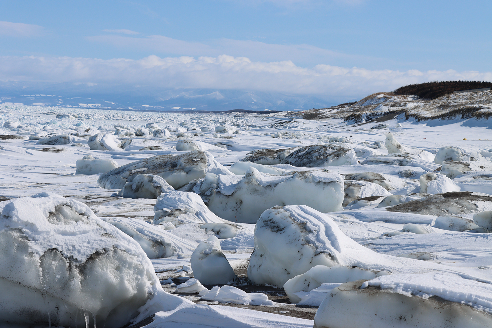北海道・オホーツク 流氷接岸 浜小清水・フレトイ海岸【動画もあります！】（2024年2月29日）