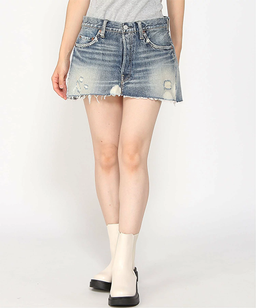 レディース デニム ミニスカート フロントジップ
