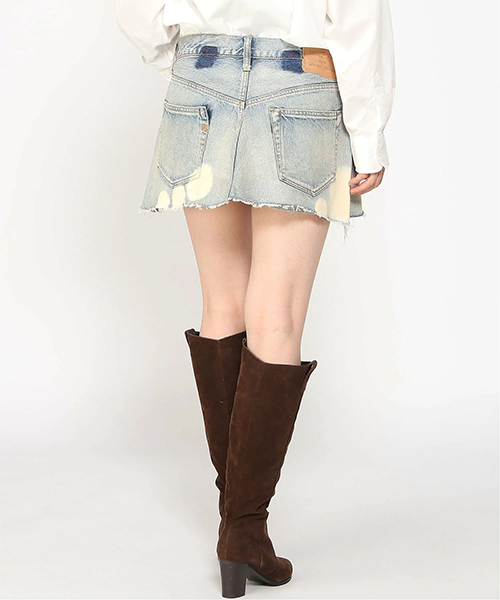 レディース デニム ミニスカート フロントジップ
