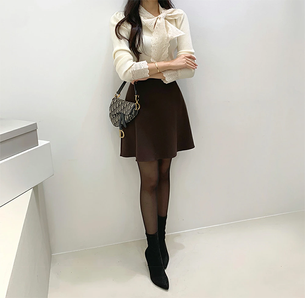レディース フェミニン 2TYPE 起毛 フレアスカート バックファスナー
