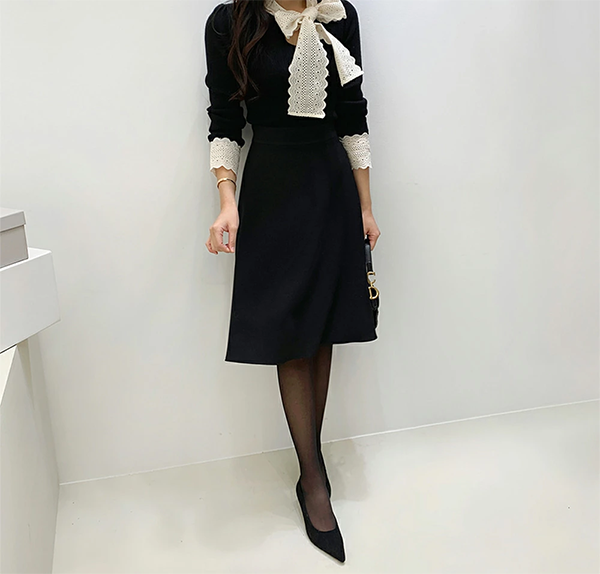 レディース フェミニン 2TYPE 起毛 フレアスカート バックファスナー
