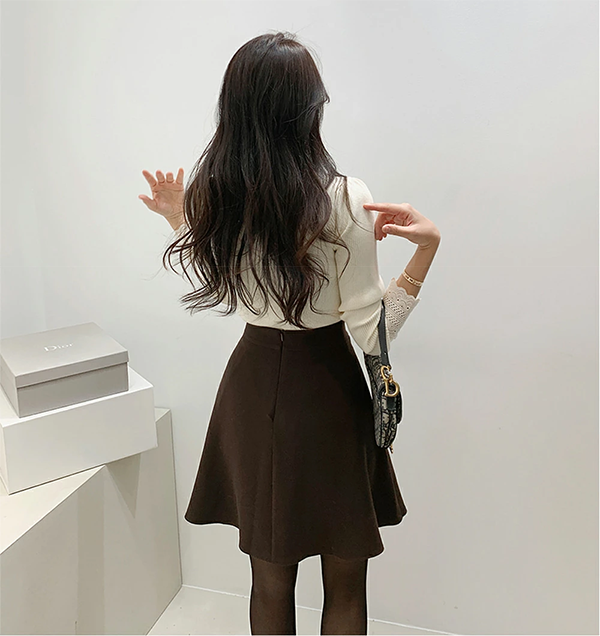 レディース フェミニン 2TYPE 起毛 フレアスカート バックファスナー
