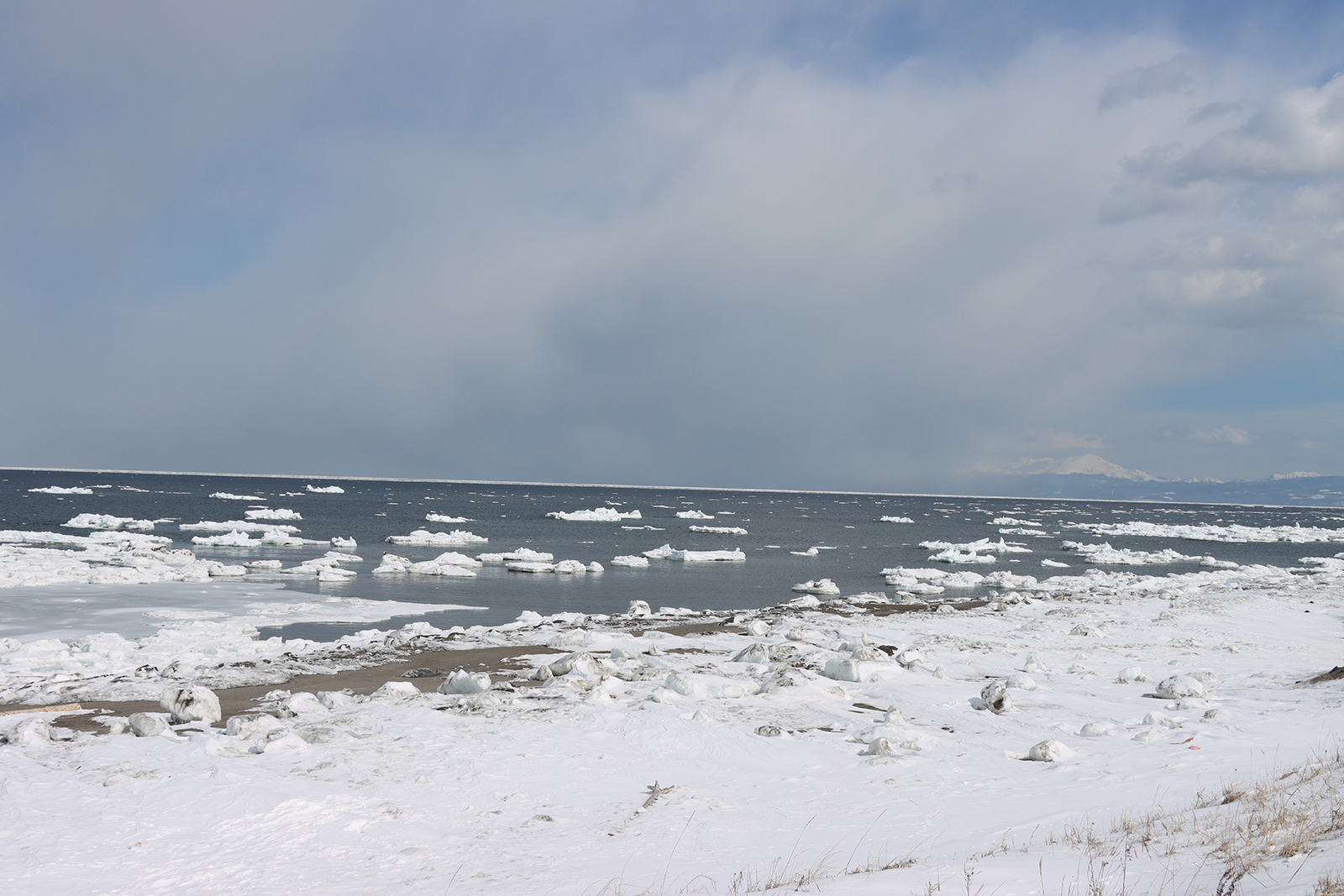 北海道 オホーツク 流氷 浜小清水 フレトイ海岸 沖へ遠ざかった！【動画あり】（2024年3月4日）