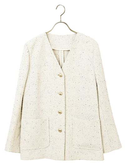 レディース Vカラー ツイード ジャケット オールシーズン 洋服の青山

