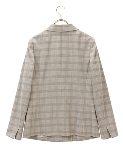 レディース ダブル ジャケット 4ボタン チェック ベージュ 洋服の青山
