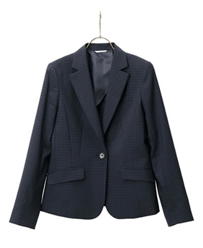 レディース テーラード ジャケット 1ボタン ネイビー チェック 洋服の青山
