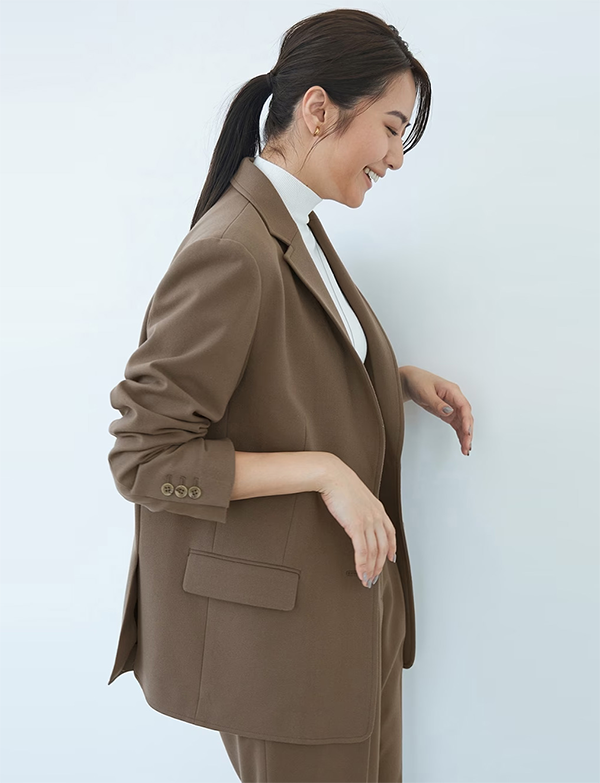 レディース シングル テーラード ジャケット 2つボタン ブラウン 洋服の青山
