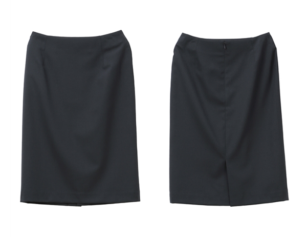 レディース タイトスカート 膝丈 バックファスナー バックスリット ネイビー 洋服の青山