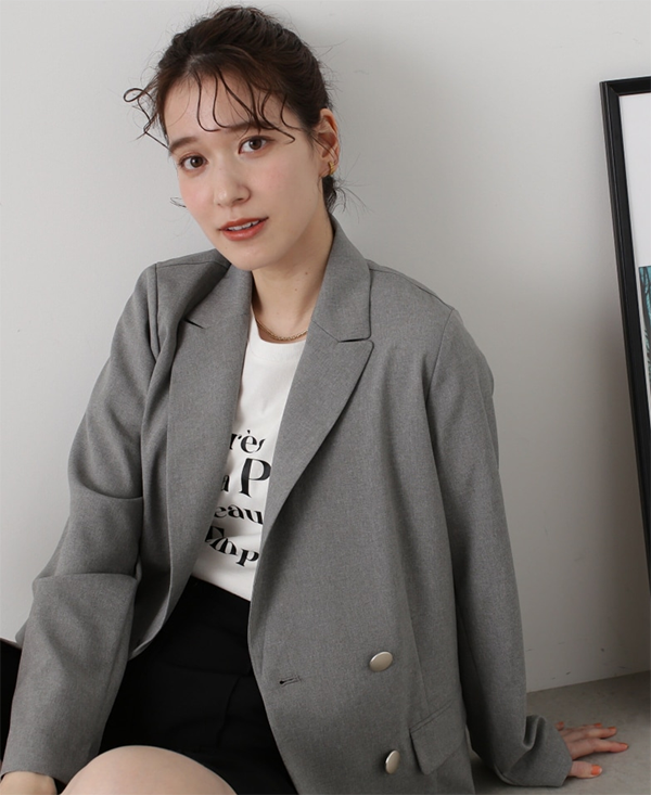 レディース マットウース ストレッチ テーラード ダブル ジャケット N. Natural Beauty Basic