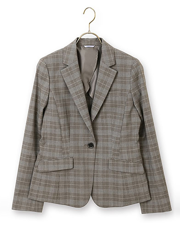 レディース テーラード 1ボタン ジャケット ブラウン 洋服の青山
