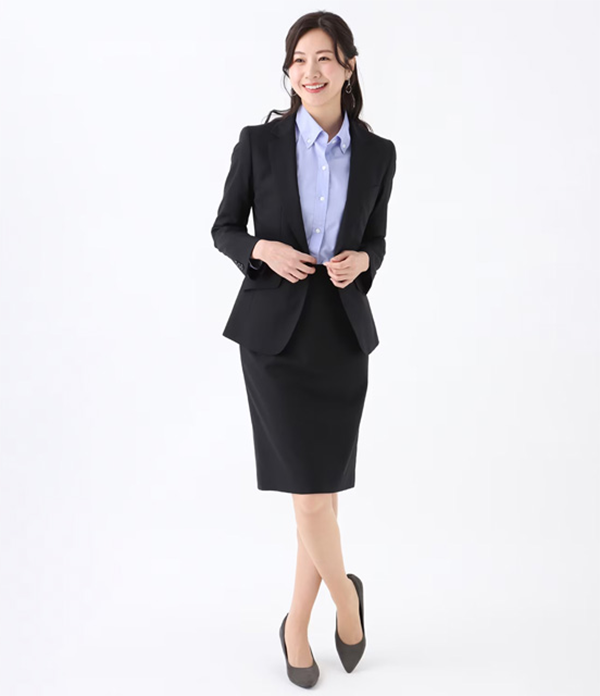 レディース タイトスカート ロング丈 バックファスナー バックスリット ブラック 洋服の青山