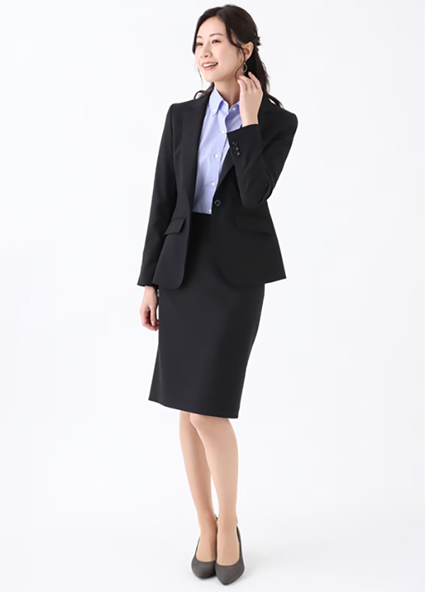 レディース タイトスカート ロング丈 バックファスナー バックスリット ブラック 洋服の青山