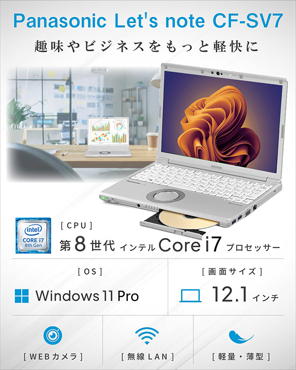 中古 ノートPC レッツノート SV7 i7 Win11 12.1型