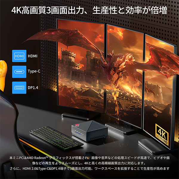 新品 ミニ デスクトップパソコン NiPoGi AM06 Ryzen7 Windows11