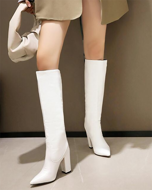 レディース ロング ブーツ ポインテッドトゥ ヒール10cm