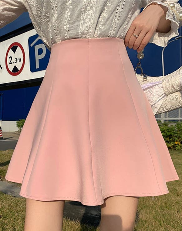 レディース アンブレラ フレア スカート Aライン ミニ丈 バックファスナー