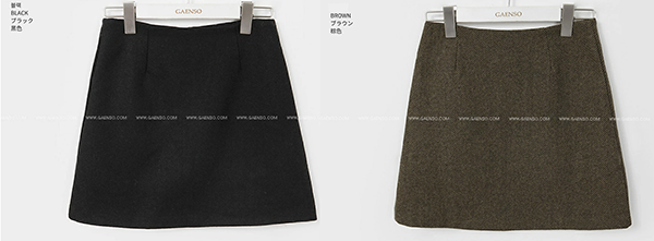 レディース ダーツライン ウール混 Aライン ミニスカート 膝上丈 バックファスナー ©DHOLIC