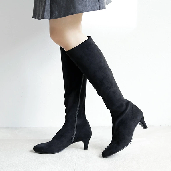 レディース ロング ブーツ アーモンドトゥ ヒール5.5cm