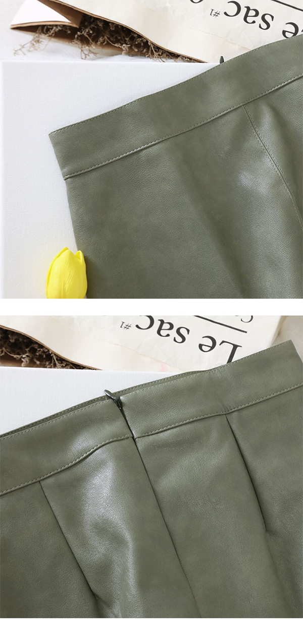 レディース フェイクレザー ミニスカート 40-42cm丈 バックファスナー
