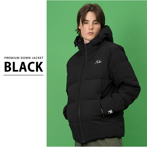 ユニセックス アウトドア ダウン ジャケット フード 防寒 fila