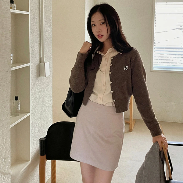 メルトンタッチ 台形 ミニスカート 38.0～40.0cm丈 バックファスナー ©DHOLIC