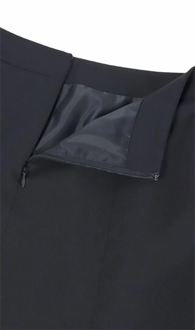フレア スカート 膝丈 バックファスナー ネイビー 洋服の青山
