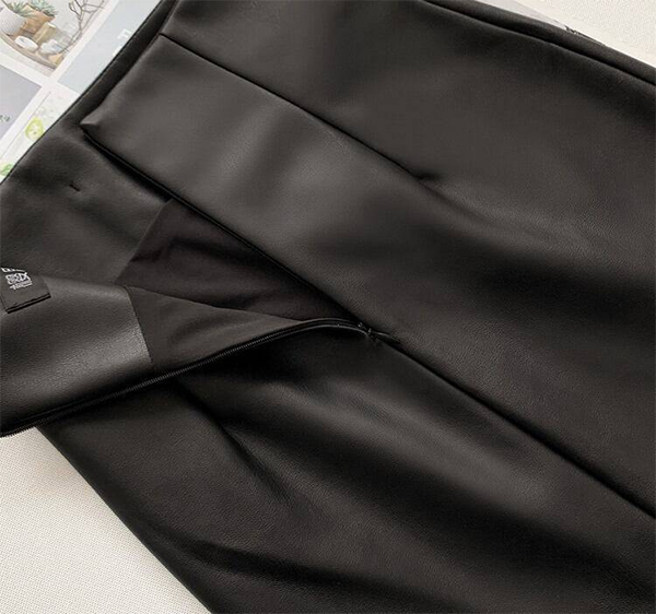 レディース レザー ミニ スカート 47-48cm丈 バックファスナー