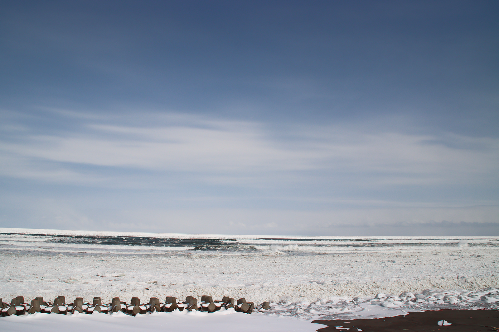 北海道・浜小清水・フレトイ海岸 流氷再々接岸 2025年3月18日