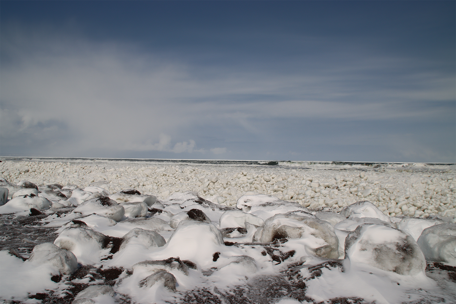 北海道・浜小清水・フレトイ海岸 流氷再々接岸 2025年3月18日