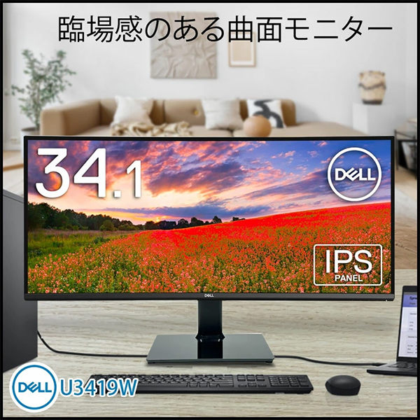 中古 DELL U3419W 34型 曲面湾曲 液晶モニター ディスプレイ