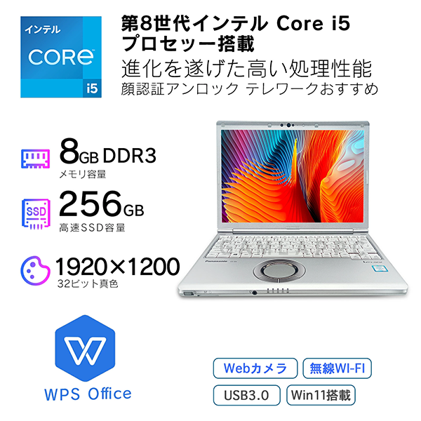 中古 ノートPC レッツノート SV8 8世代 i5 Win11 12型

