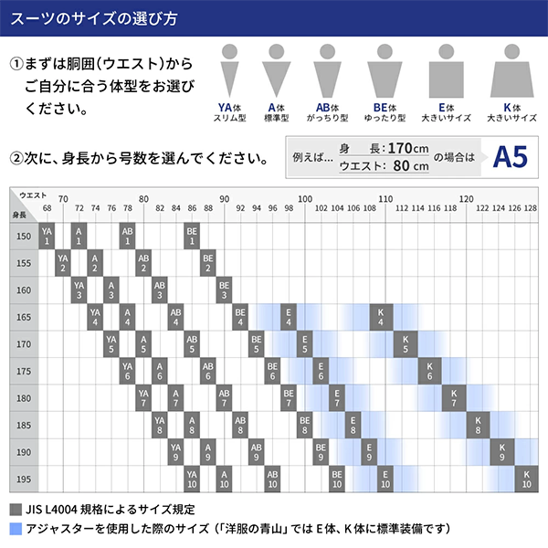 スーツのサイズの選び方