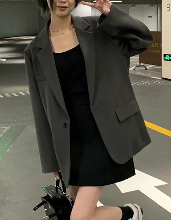 レディース ジャケット ハーフ丈 チャコール ©DHOLIC