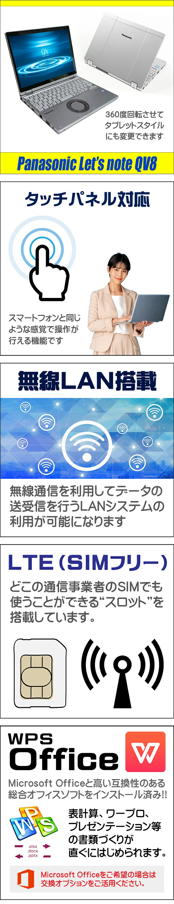 ノートPC レッツノート QV8 タッチ 8th i5 Win11 12型
