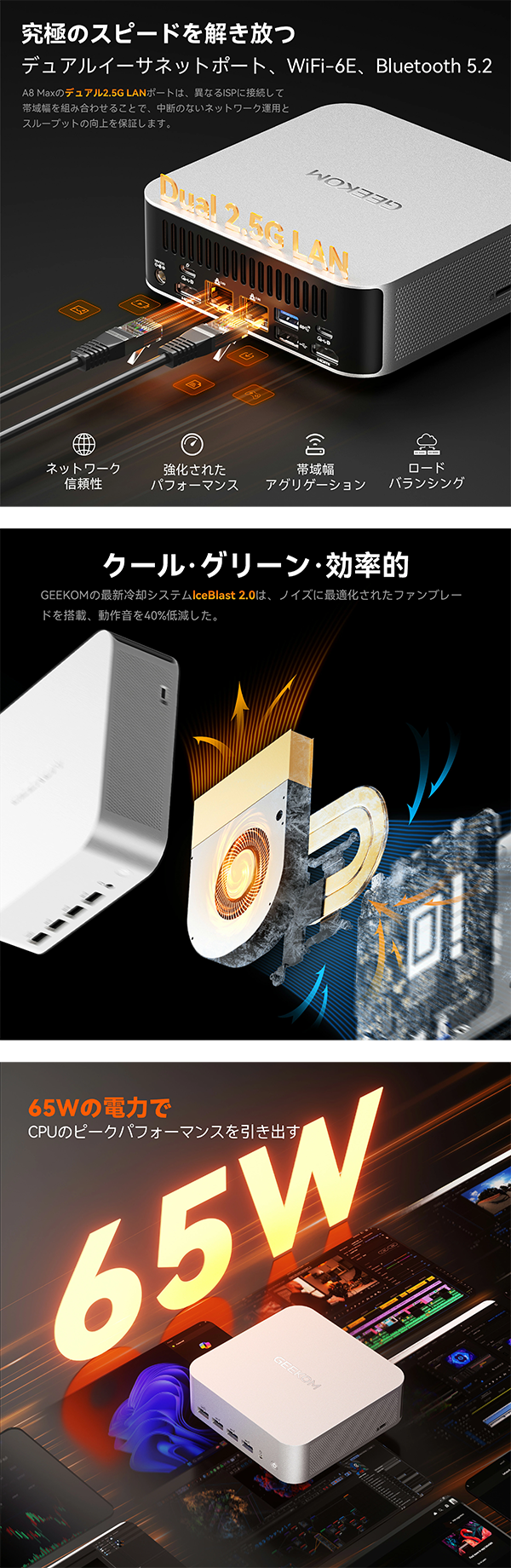 ミニデスクトップPC GEEKOM A8 Max R9 Win11