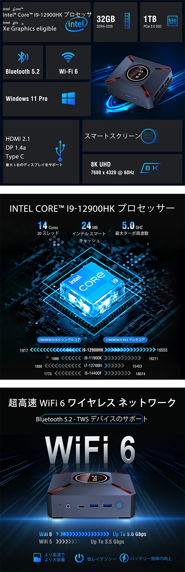 ミニデスクトップパソコン PC KOOTIGERS KT-M9 Core i9 Windows11