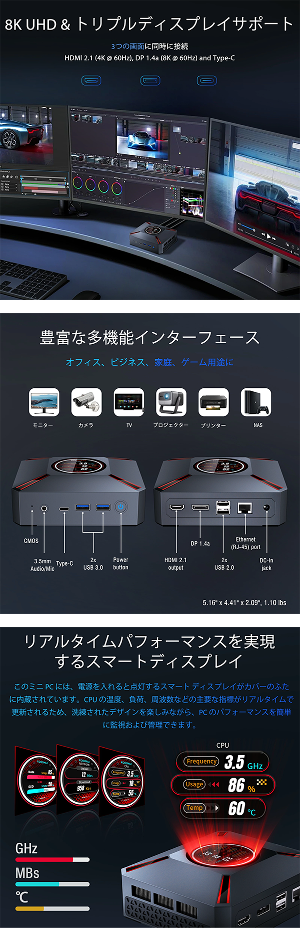 ミニデスクトップパソコン PC KOOTIGERS KT-M9 Core i9 Windows11