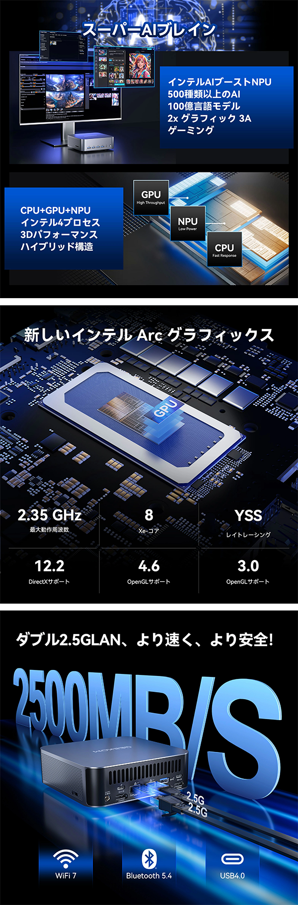 新品 ミニデスクトップパソコン PC GEEKOM AI GT1 Mega 14世代 Core U5/U9 Wi-Fi7 Windows11