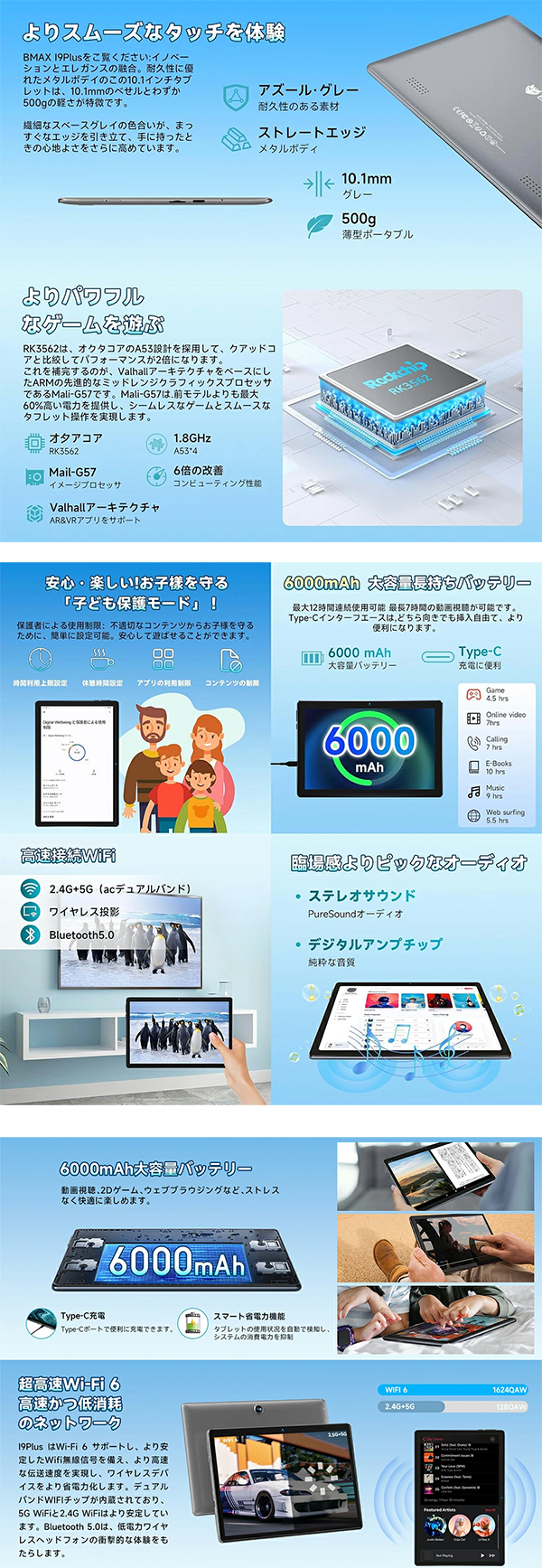 新品 タブレット BMAX I9Plus 10型 Android15 ROM:12GB RAM:64GB Wi-Fi6