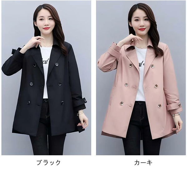 レディース トレンチ コート スプリング ショート ダブルボタン FUKUAOI