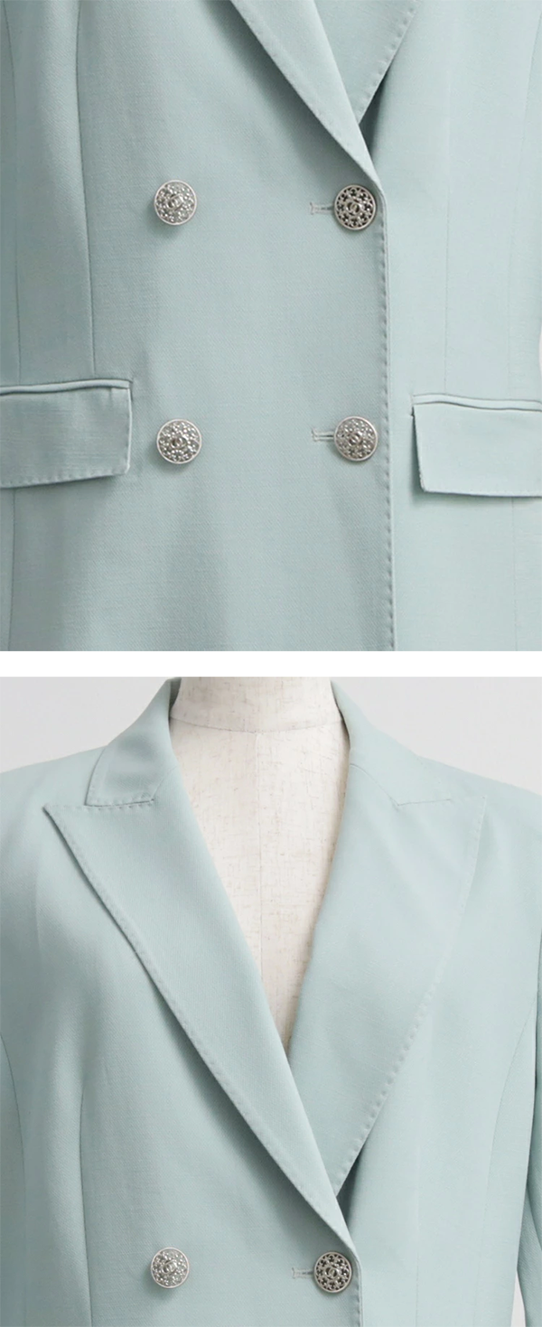 レディース テーラード 五分袖 ジャケット ダブルボタン Dresss+