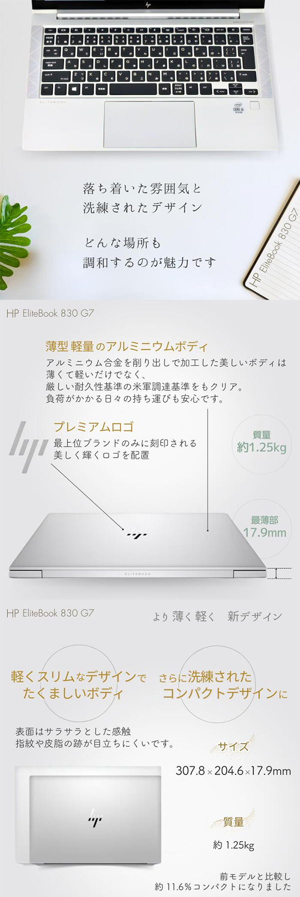 中古 ノートパソコン PC HP EliteBook 830 G7 10世代 Core i5 13.3型 Wi-Fi6 WPS Office Windows11 Pro