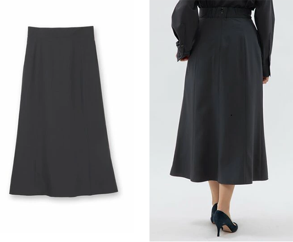 レディース マーメイド フレア スカート 84.5～87.5cm丈 バックファスナー ネイビー 洋服の青山