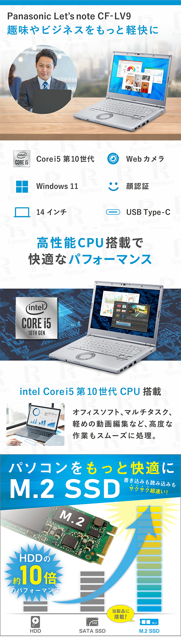 中古 ノートパソコン PC パナソニック レッツノート LV9 10世代 Core i5 Wi-fi6 Microsoft Office 2021 home&business Windows11 14型