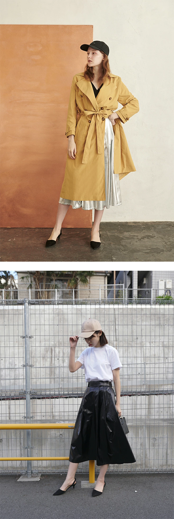 レディース メタリック フレア スカート 80cm丈 バックファスナー MAISON COULEUR