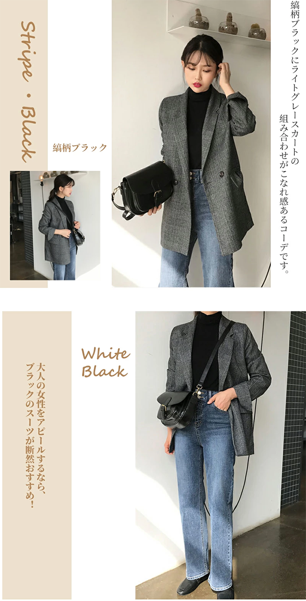 レディース,テーラード,ダブル,ジャケット,グレンチェック,1つ釦,adlibitum

