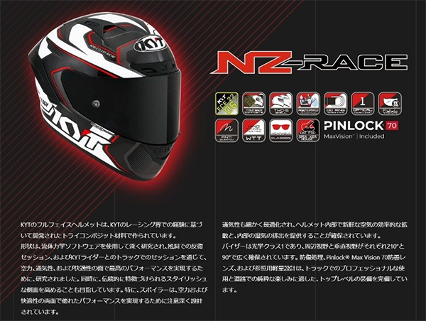フルフェース ヘルメット NZ RACE KYT