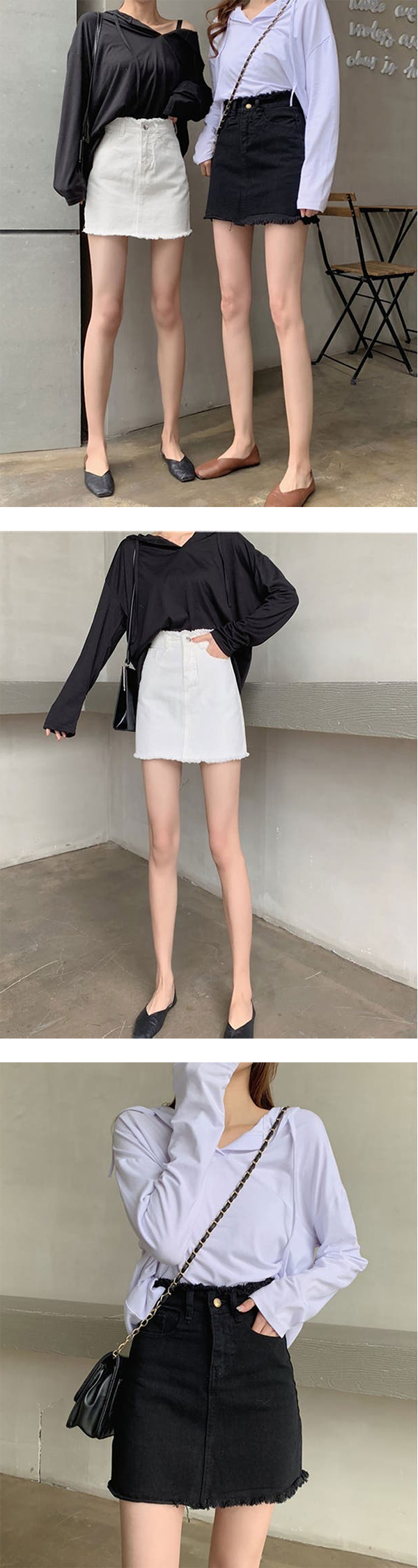 レディース デニム Aライン ミニタイトスカート フロントファスナー SHOPLIST