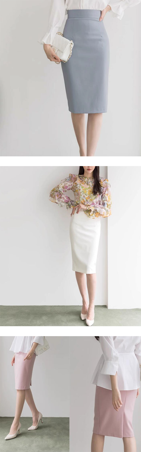 レディース タイトスカート 63cm丈 バックスリット バックファスナー ゆうのShop