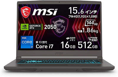 新品 ノートパソコン PC MSI Thin-15-B13UCX-6503JP 13世代 Core i7 RTX 2050 Wi-Fi6E Windows11 15.6型
